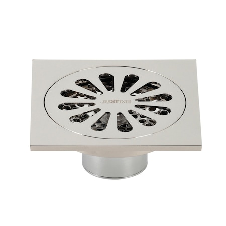Kingston Brass Watercourse Sunburst 4" Square Grid Shower Drain, Nickel BSF4161PN